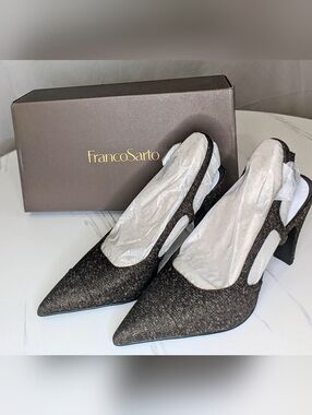 Franco Sarto Slingback Heels Size 8 NIB Textured Pointed Toe Pumps